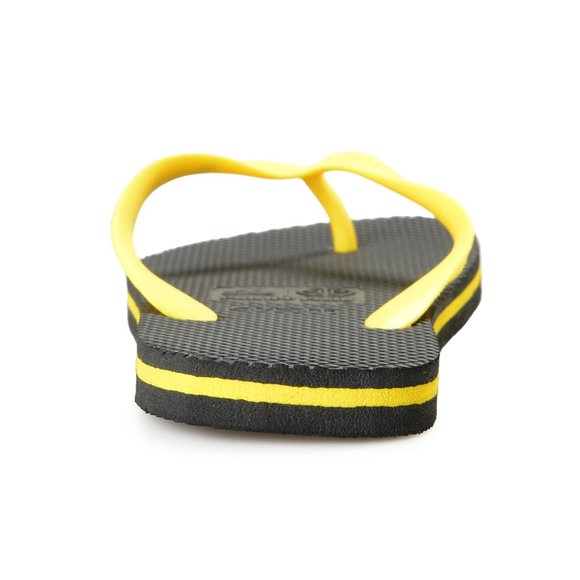 Philipp Plein Black/Yellow Rubber Logo Print Flip Flops Shoes
